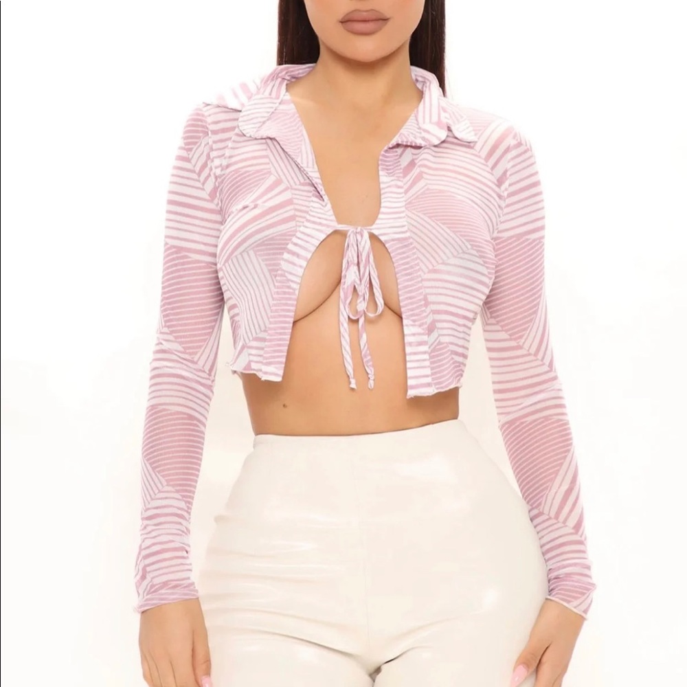 Pink Collared Open Front Blouse